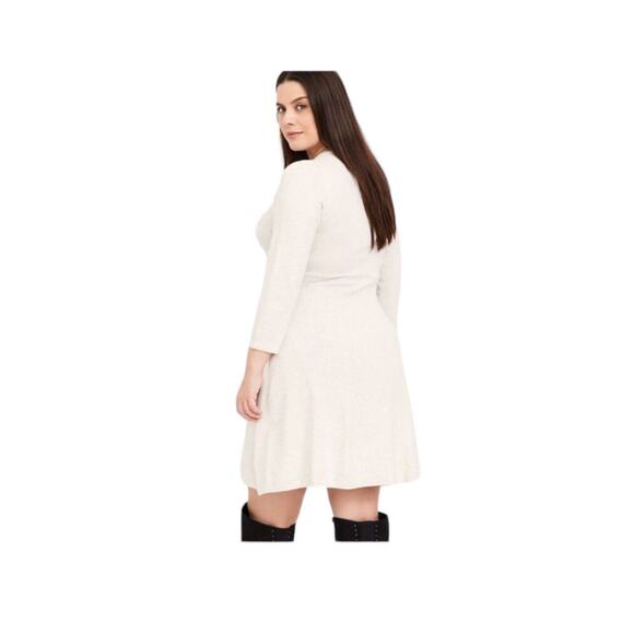 Torrid Dress Women's Sz 2XL Gray V Neck Lattice Knit Fit Flare Skater Crisscross - Picture 2 of 8